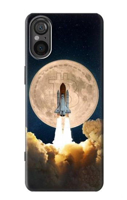 W3859 Bitcoin to the Moon Hülle Schutzhülle Taschen und Leder Flip für Sony Xperia 5 V
