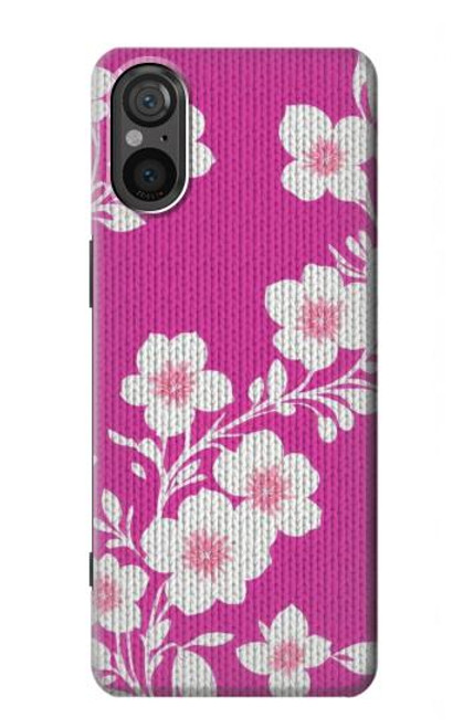 W3924 Cherry Blossom Pink Background Hülle Schutzhülle Taschen und Leder Flip für Sony Xperia 5 V