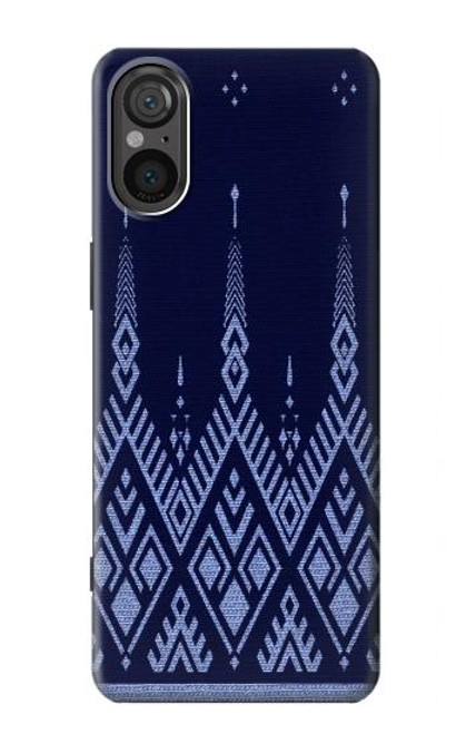 W3950 Textile Thai Blue Pattern Hülle Schutzhülle Taschen und Leder Flip für Sony Xperia 5 V