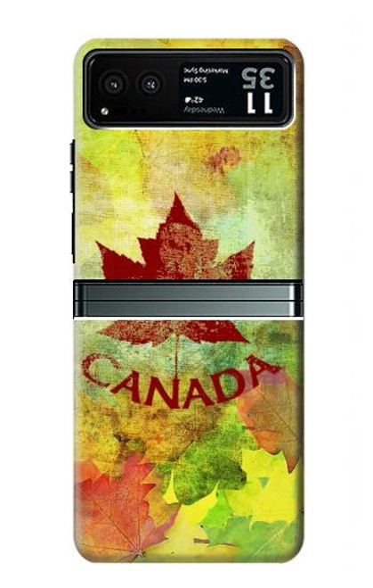 W2523 Canada Autumn Maple Leaf Hülle Schutzhülle Taschen und Leder Flip für Motorola Razr 40