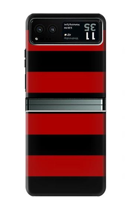 W2638 Black and Red Striped Hülle Schutzhülle Taschen und Leder Flip für Motorola Razr 40