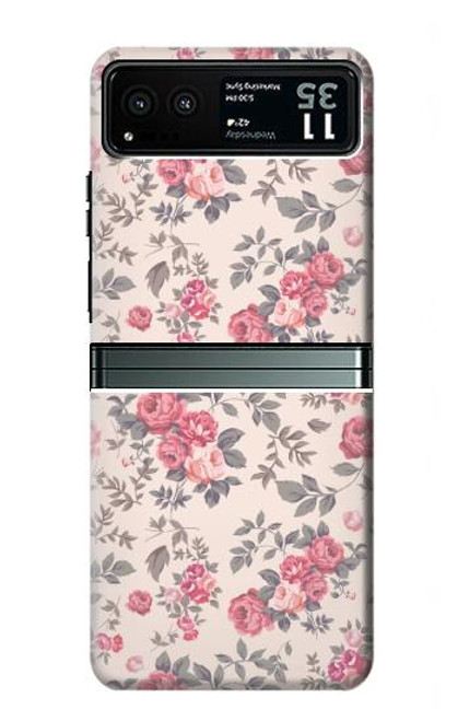 W3095 Vintage Rose Pattern Hülle Schutzhülle Taschen und Leder Flip für Motorola Razr 40