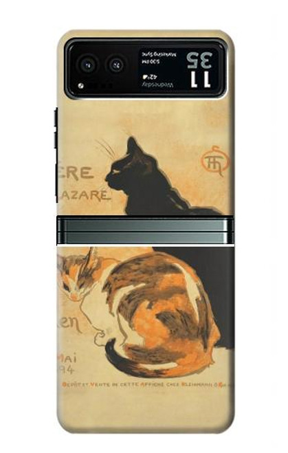 W3229 Vintage Cat Poster Hülle Schutzhülle Taschen und Leder Flip für Motorola Razr 40