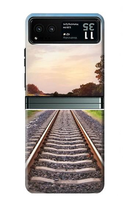 W3866 Railway Straight Train Track Hülle Schutzhülle Taschen und Leder Flip für Motorola Razr 40