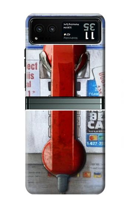 W3925 Collage Vintage Pay Phone Hülle Schutzhülle Taschen und Leder Flip für Motorola Razr 40