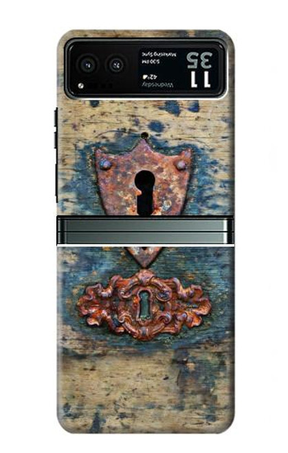 W3955 Vintage Keyhole Weather Door Hülle Schutzhülle Taschen und Leder Flip für Motorola Razr 40