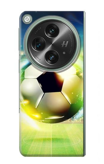 W3844 Glowing Football Soccer Ball Hülle Schutzhülle Taschen und Leder Flip für OnePlus OPEN