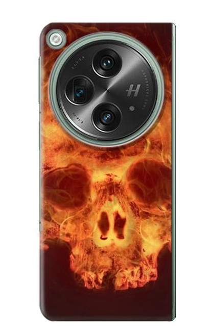 W3881 Fire Skull Hülle Schutzhülle Taschen und Leder Flip für OnePlus OPEN