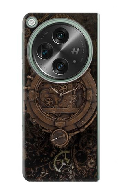 W3902 Steampunk Clock Gear Hülle Schutzhülle Taschen und Leder Flip für OnePlus OPEN