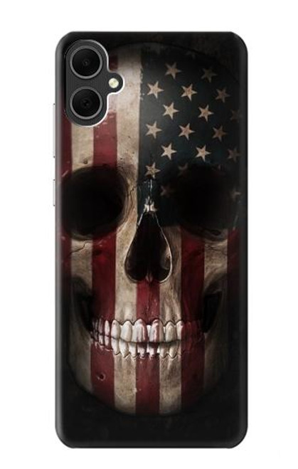 W3850 American Flag Skull Hülle Schutzhülle Taschen und Leder Flip für Samsung Galaxy A05