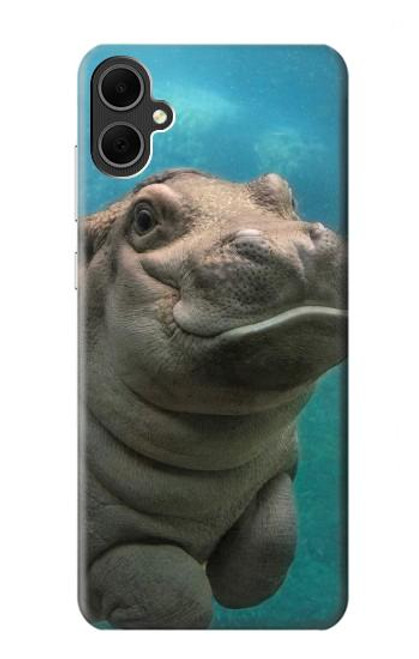 W3871 Cute Baby Hippo Hippopotamus Hülle Schutzhülle Taschen und Leder Flip für Samsung Galaxy A05