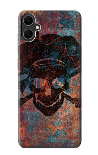 W3895 Pirate Skull Metal Hülle Schutzhülle Taschen und Leder Flip für Samsung Galaxy A05