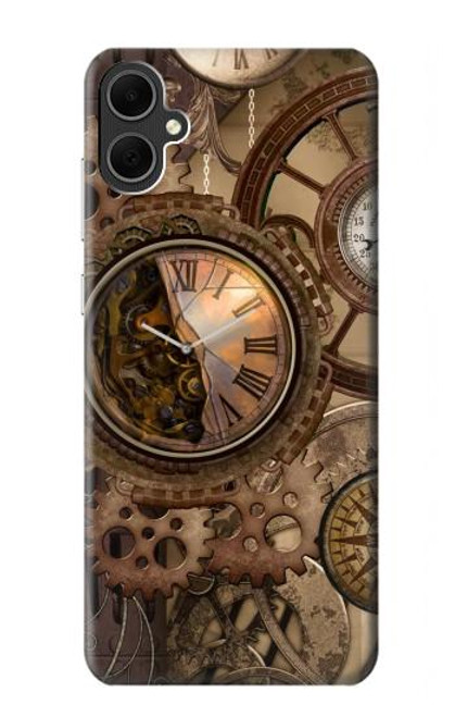 W3927 Compass Clock Gage Steampunk Hülle Schutzhülle Taschen und Leder Flip für Samsung Galaxy A05