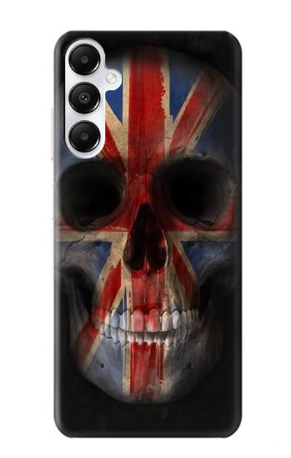 W3848 United Kingdom Flag Skull Hülle Schutzhülle Taschen und Leder Flip für Samsung Galaxy A05s