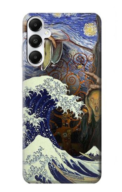 W3851 World of Art Van Gogh Hokusai Da Vinci Hülle Schutzhülle Taschen und Leder Flip für Samsung Galaxy A05s