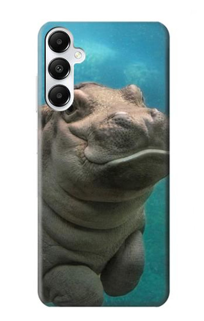 W3871 Cute Baby Hippo Hippopotamus Hülle Schutzhülle Taschen und Leder Flip für Samsung Galaxy A05s