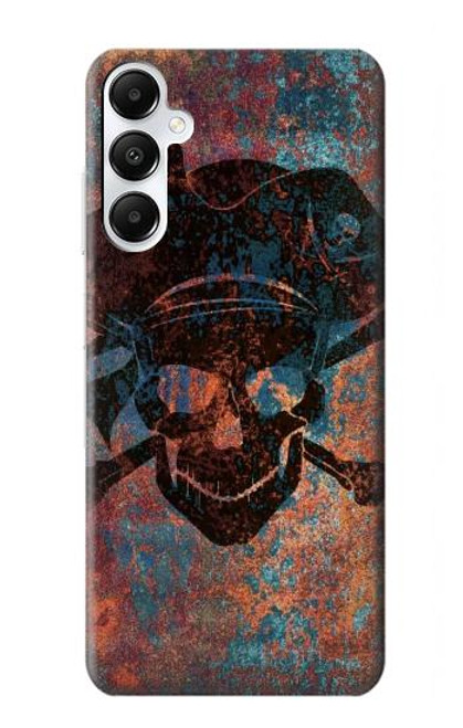 W3895 Pirate Skull Metal Hülle Schutzhülle Taschen und Leder Flip für Samsung Galaxy A05s