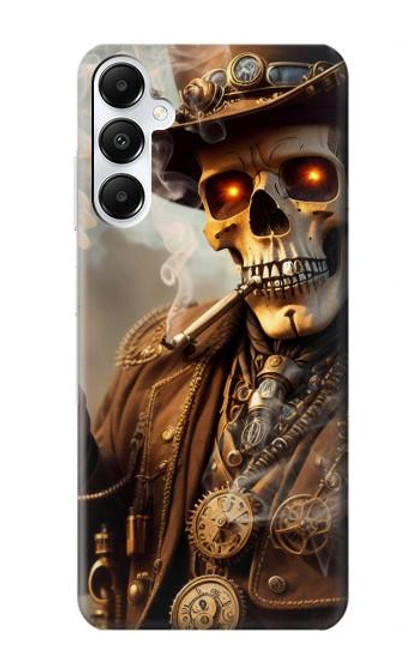 W3949 Steampunk Skull Smoking Hülle Schutzhülle Taschen und Leder Flip für Samsung Galaxy A05s