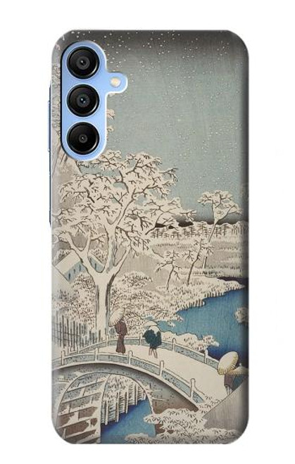 W3350 Utagawa Hiroshige Drum Bridge Yuhi Hill in Meguro Hülle Schutzhülle Taschen und Leder Flip für Samsung Galaxy A15 5G