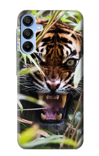 W3838 Barking Bengal Tiger Hülle Schutzhülle Taschen und Leder Flip für Samsung Galaxy A15 5G