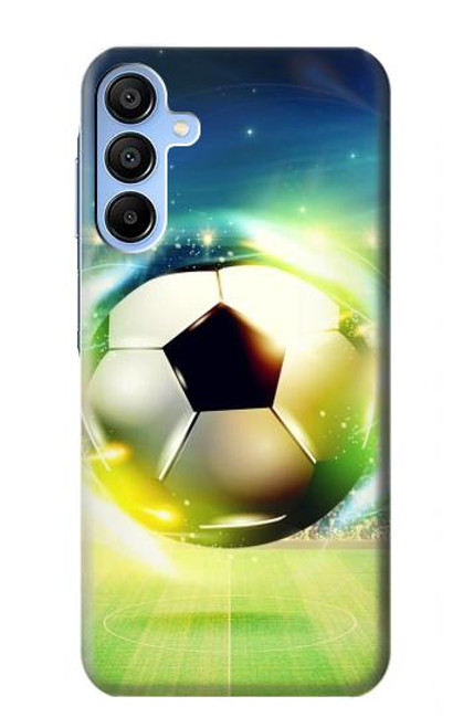 W3844 Glowing Football Soccer Ball Hülle Schutzhülle Taschen und Leder Flip für Samsung Galaxy A15 5G
