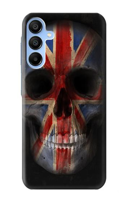 W3848 United Kingdom Flag Skull Hülle Schutzhülle Taschen und Leder Flip für Samsung Galaxy A15 5G