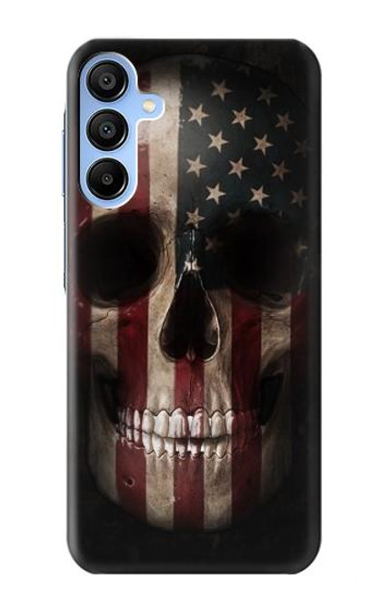 W3850 American Flag Skull Hülle Schutzhülle Taschen und Leder Flip für Samsung Galaxy A15 5G