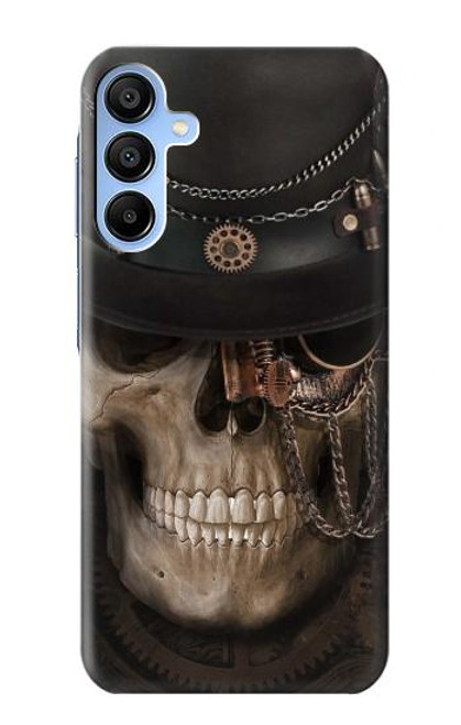 W3852 Steampunk Skull Hülle Schutzhülle Taschen und Leder Flip für Samsung Galaxy A15 5G