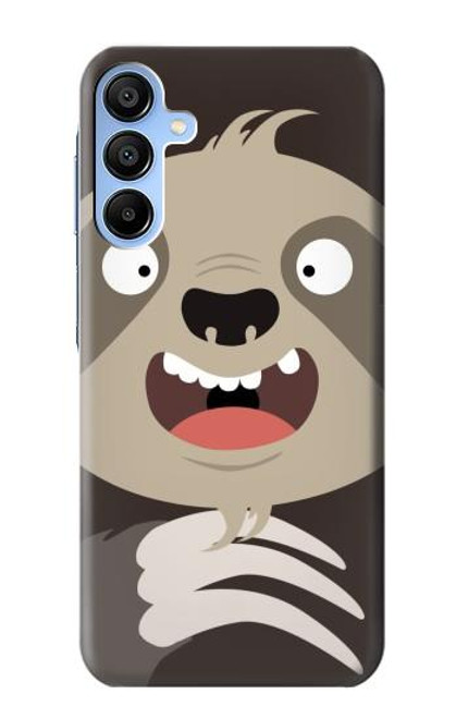 W3855 Sloth Face Cartoon Hülle Schutzhülle Taschen und Leder Flip für Samsung Galaxy A15 5G
