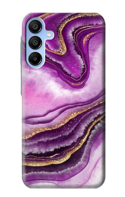 W3896 Purple Marble Gold Streaks Hülle Schutzhülle Taschen und Leder Flip für Samsung Galaxy A15 5G