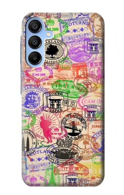 W3904 Travel Stamps Hülle Schutzhülle Taschen und Leder Flip für Samsung Galaxy A15 5G