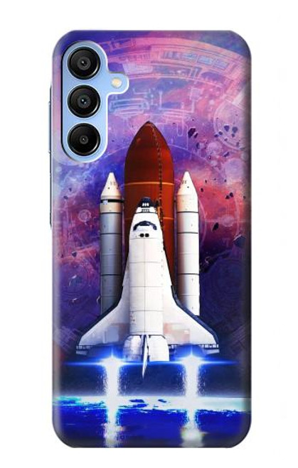 W3913 Colorful Nebula Space Shuttle Hülle Schutzhülle Taschen und Leder Flip für Samsung Galaxy A15 5G