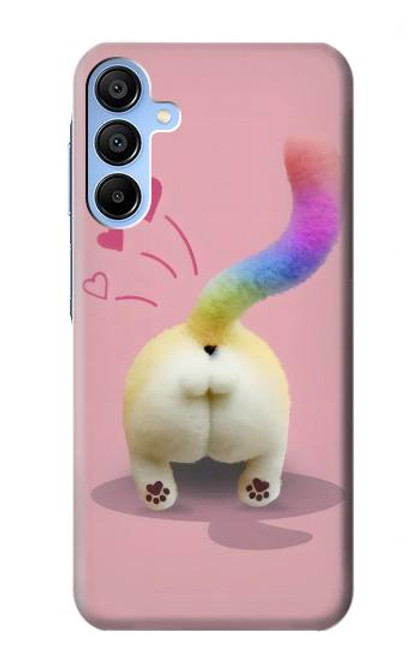 W3923 Cat Bottom Rainbow Tail Hülle Schutzhülle Taschen und Leder Flip für Samsung Galaxy A15 5G