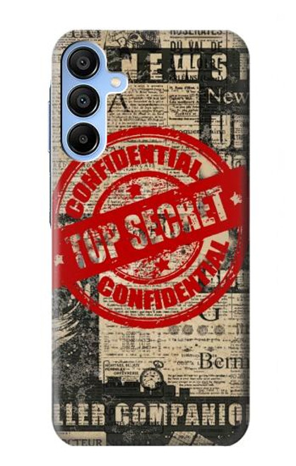 W3937 Text Top Secret Art Vintage Hülle Schutzhülle Taschen und Leder Flip für Samsung Galaxy A15 5G