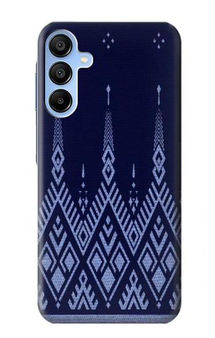 W3950 Textile Thai Blue Pattern Hülle Schutzhülle Taschen und Leder Flip für Samsung Galaxy A15 5G