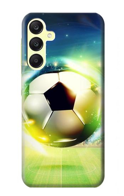 W3844 Glowing Football Soccer Ball Hülle Schutzhülle Taschen und Leder Flip für Samsung Galaxy A25 5G