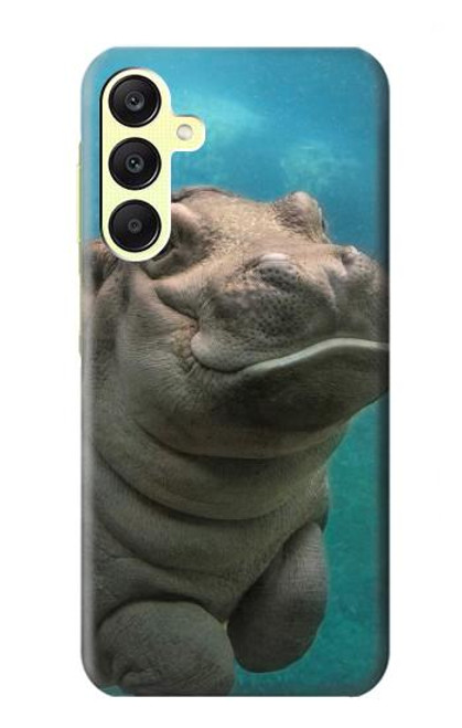W3871 Cute Baby Hippo Hippopotamus Hülle Schutzhülle Taschen und Leder Flip für Samsung Galaxy A25 5G