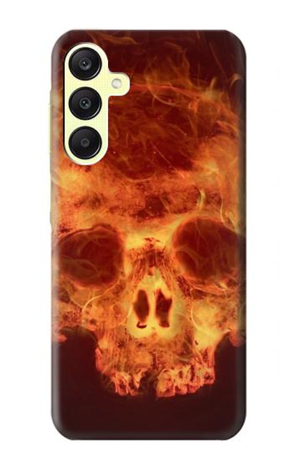 W3881 Fire Skull Hülle Schutzhülle Taschen und Leder Flip für Samsung Galaxy A25 5G