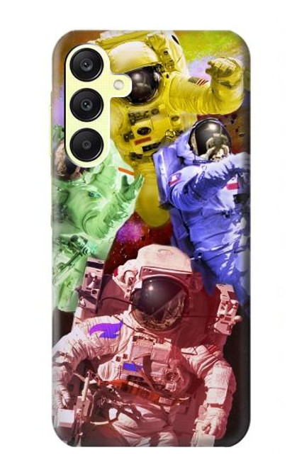W3914 Colorful Nebula Astronaut Suit Galaxy Hülle Schutzhülle Taschen und Leder Flip für Samsung Galaxy A25 5G