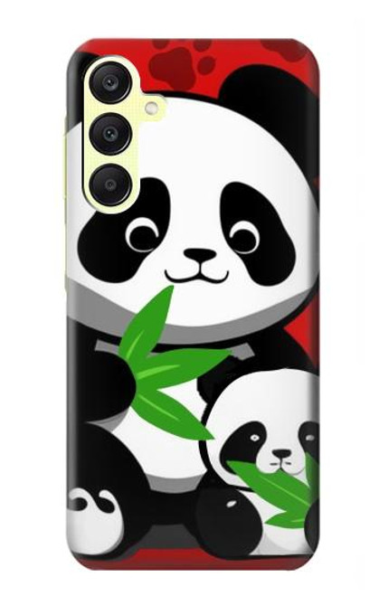 W3929 Cute Panda Eating Bamboo Hülle Schutzhülle Taschen und Leder Flip für Samsung Galaxy A25 5G