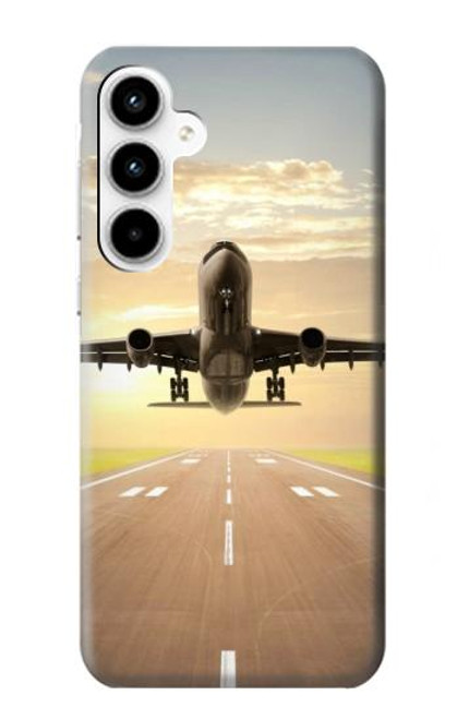 W3837 Airplane Take off Sunrise Hülle Schutzhülle Taschen und Leder Flip für Samsung Galaxy A35 5G