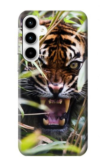 W3838 Barking Bengal Tiger Hülle Schutzhülle Taschen und Leder Flip für Samsung Galaxy A35 5G
