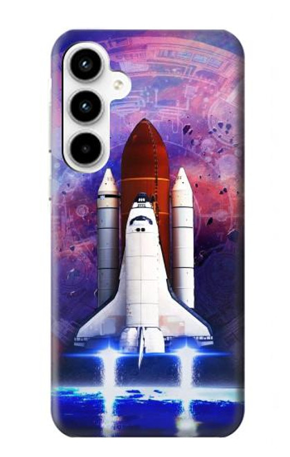 W3913 Colorful Nebula Space Shuttle Hülle Schutzhülle Taschen und Leder Flip für Samsung Galaxy A35 5G