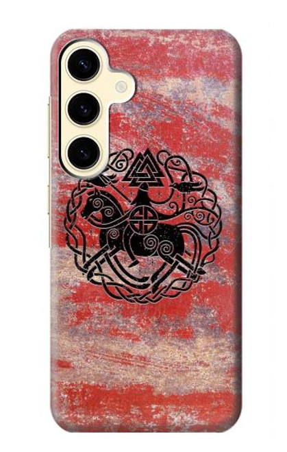 W3831 Viking Norse Ancient Symbol Hülle Schutzhülle Taschen und Leder Flip für Samsung Galaxy S24