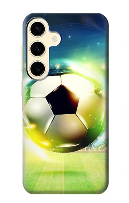 W3844 Glowing Football Soccer Ball Hülle Schutzhülle Taschen und Leder Flip für Samsung Galaxy S24