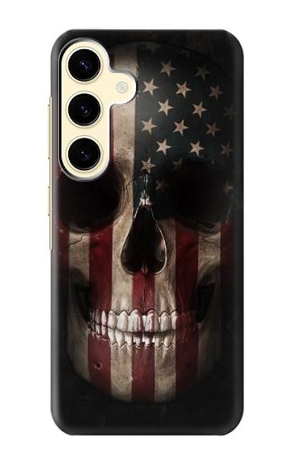 W3850 American Flag Skull Hülle Schutzhülle Taschen und Leder Flip für Samsung Galaxy S24