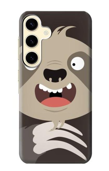 W3855 Sloth Face Cartoon Hülle Schutzhülle Taschen und Leder Flip für Samsung Galaxy S24