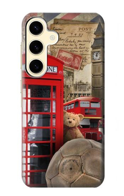 W3856 Vintage London British Hülle Schutzhülle Taschen und Leder Flip für Samsung Galaxy S24