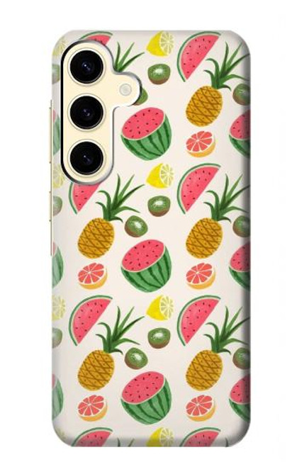 W3883 Fruit Pattern Hülle Schutzhülle Taschen und Leder Flip für Samsung Galaxy S24