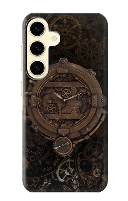 W3902 Steampunk Clock Gear Hülle Schutzhülle Taschen und Leder Flip für Samsung Galaxy S24